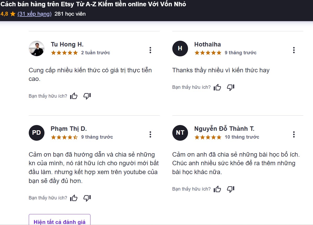 Review khoá học Etsy từ A-Z