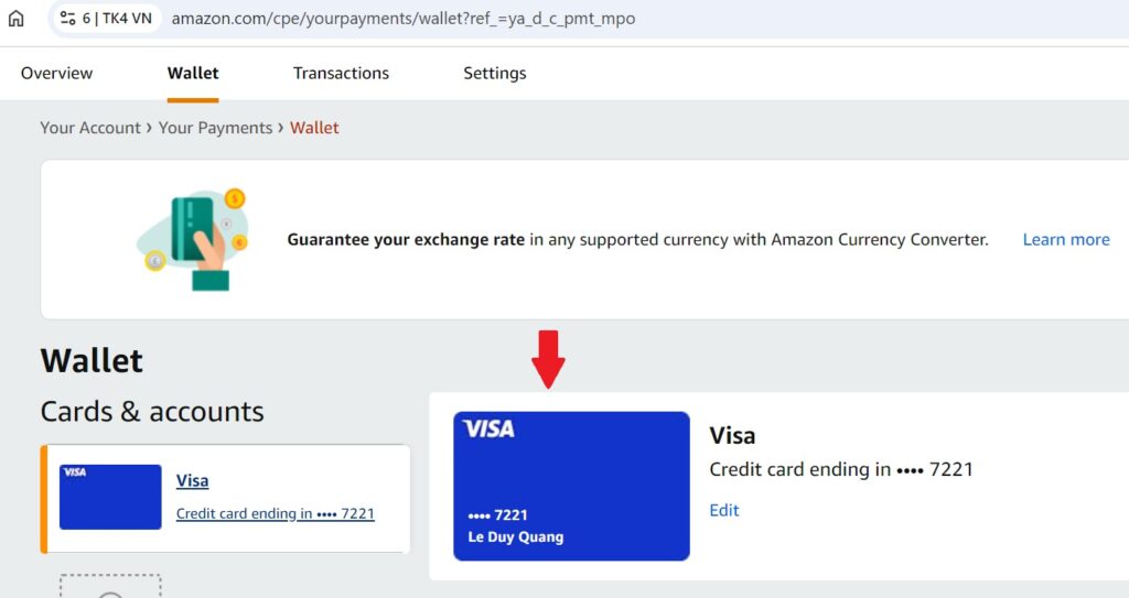 Add thẻ visa cho tài khoản Amazon buyer