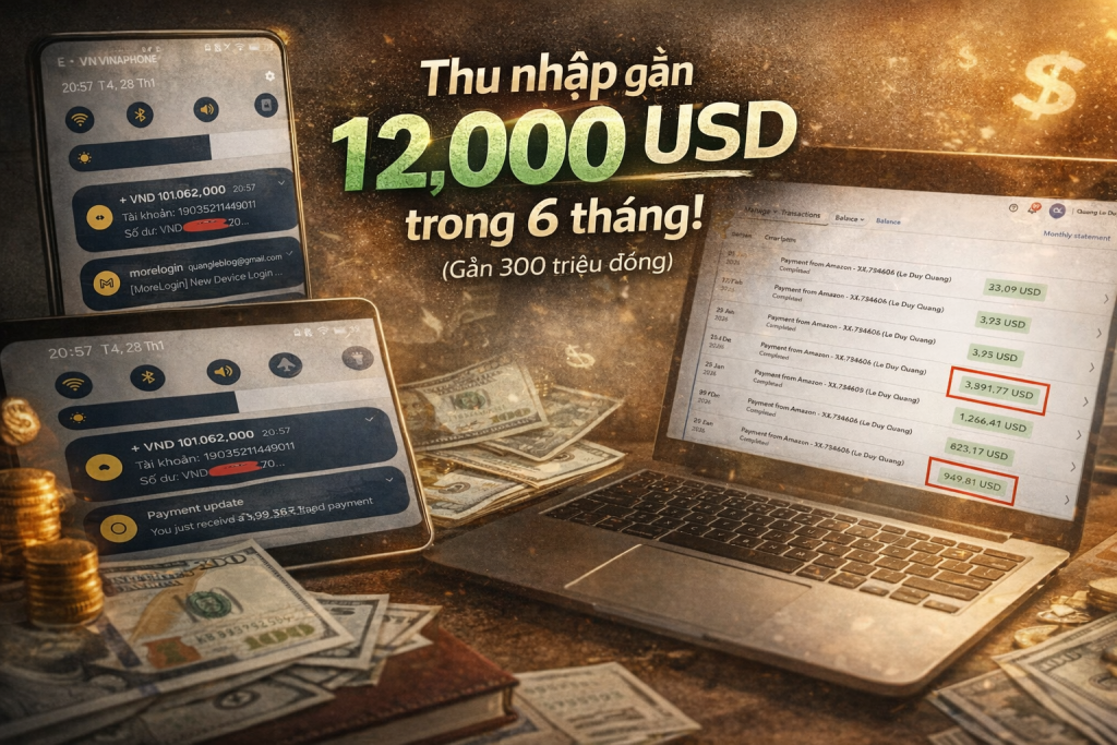 Thu nhập online 12,000 USD trong 6 tháng
