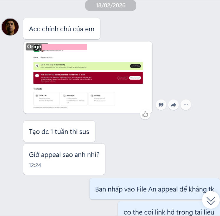 Được support khi đăng ký học Etsy