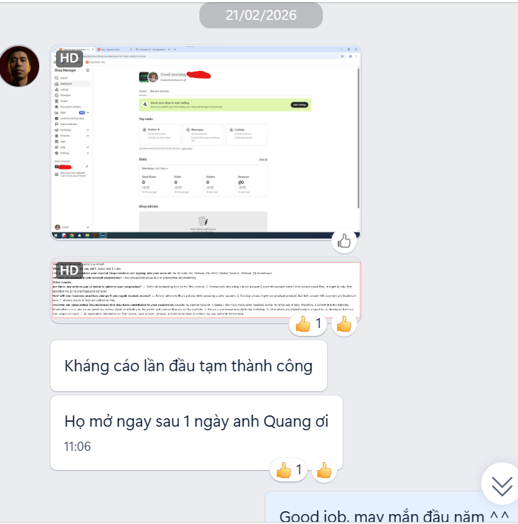 Xử lý lỗi tài khoản Etsy thành công sau khi được tư vấn